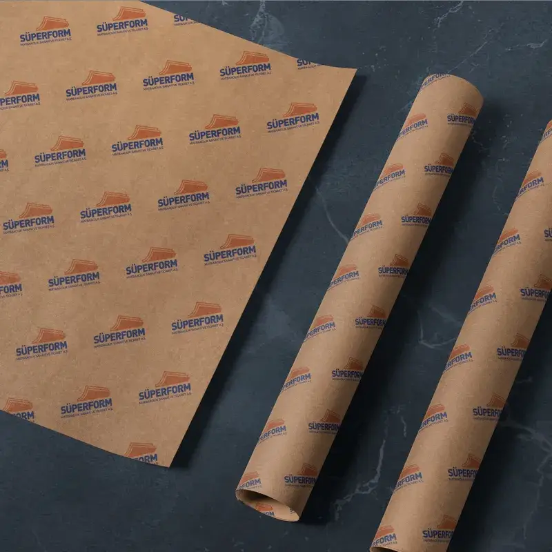 Logo baskılı kraft ambalaj kâğıdı tabaka ve rulolar