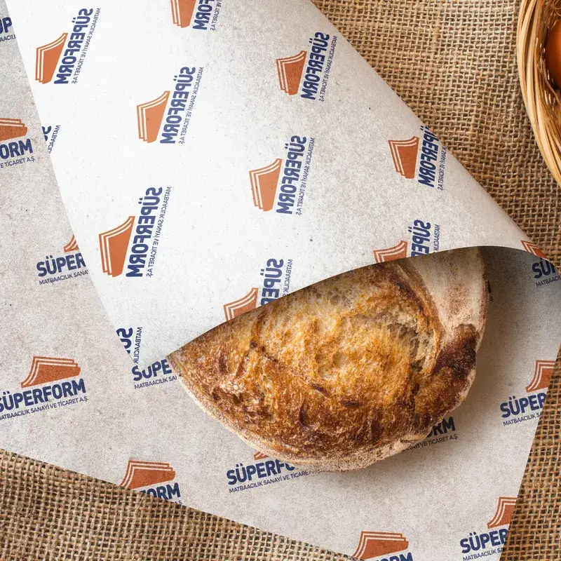 Logo baskılı sülfit kâğıda sarılmış pide