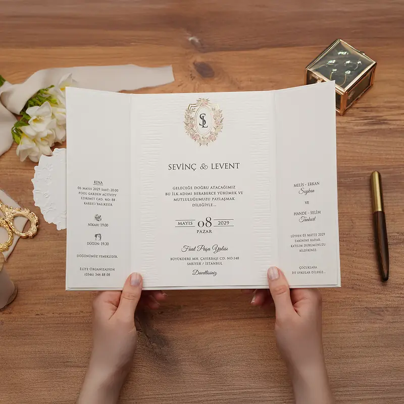 Luxury 5112 Jelatinli davetiye, farklı açıdan detay görünümü