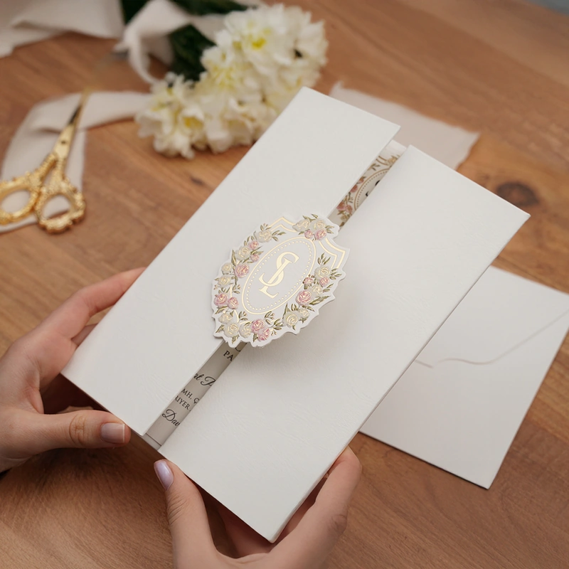 Luxury 5112 Zarflı davetiye, farklı açıdan detay görünümü