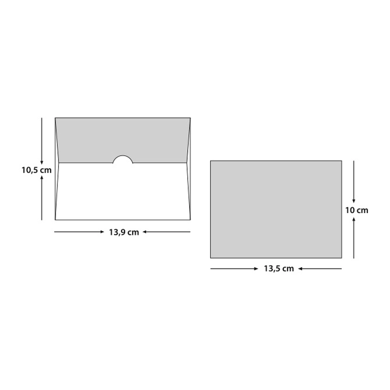 Luxury R51 davetiye ölçü şeması (13,5 x 10 cm, 13,9 x 10,5 cm)