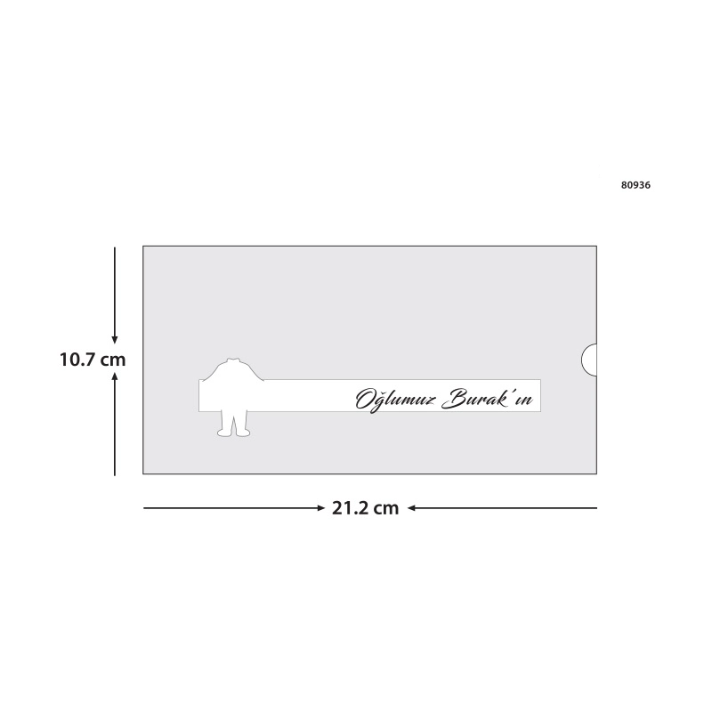 Sünnet 80936 davetiye ölçü şeması (21,2 x 10,7 cm)