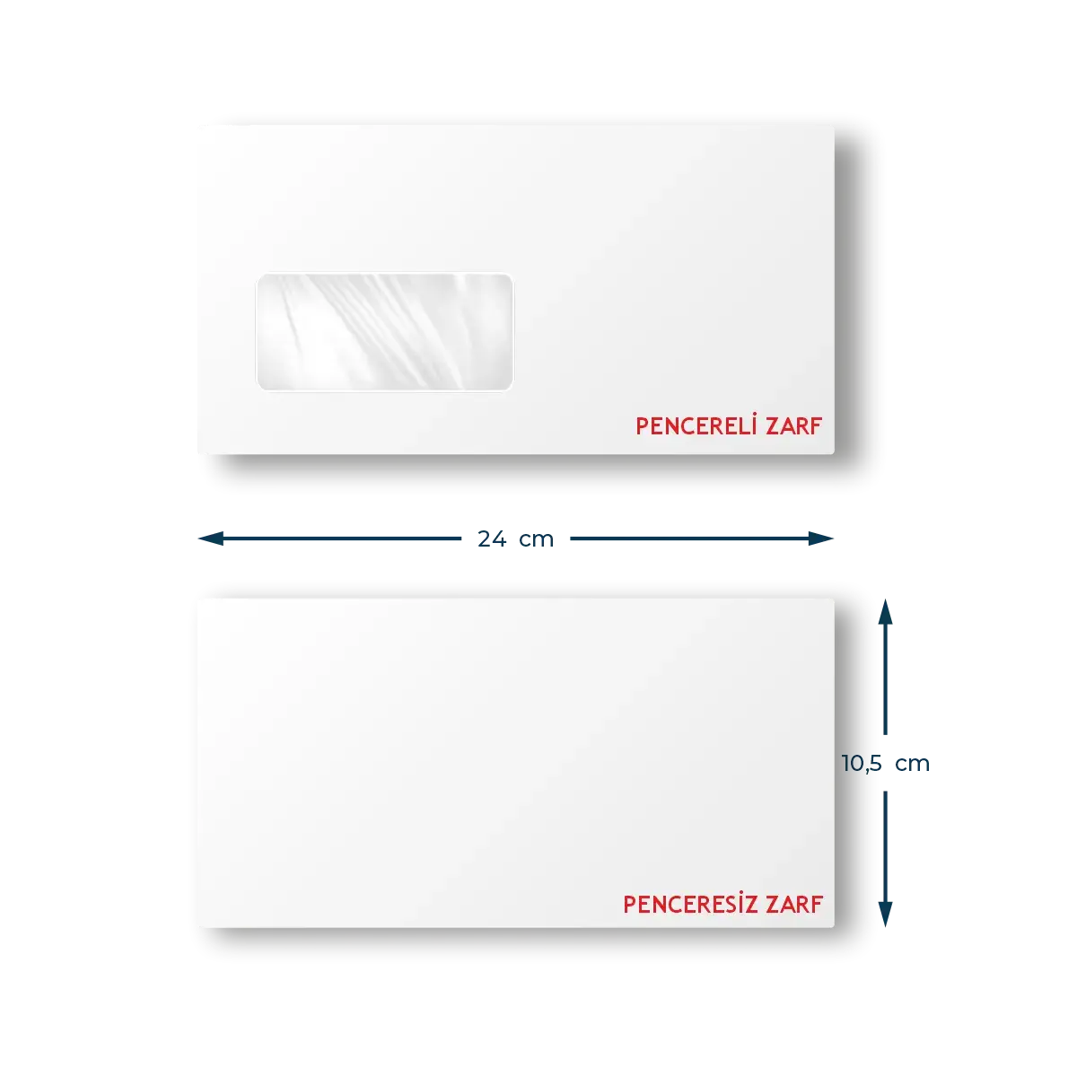 Pencereli ve penceresiz diplomat zarf, 24×10,5 cm