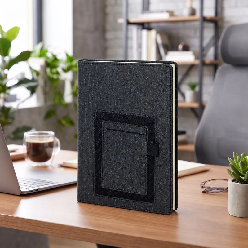 Defter DE22429 antrasit renkli, telefon cepli termo deri defter