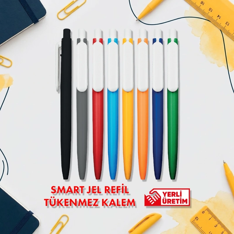 Plastik Kalem KA50740 jel refilli plastik tükenmez kalem, 8 renk seçeneğiyle