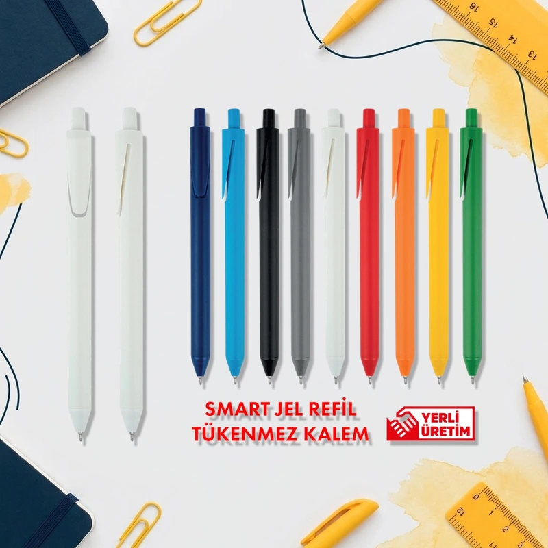 Plastik Kalem KA50810 plastik ince jel refilli tükenmez kalem, 4 renk seçeneğiyle