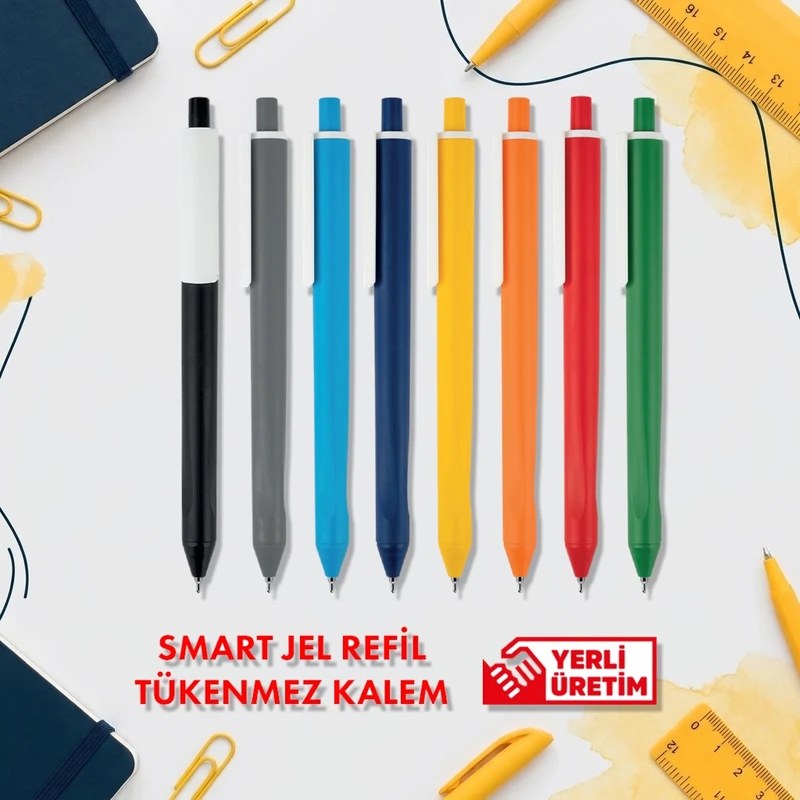 Plastik Kalem KA50850 plastik ince jel refilli tükenmez kalem, 8 renk seçeneğiyle