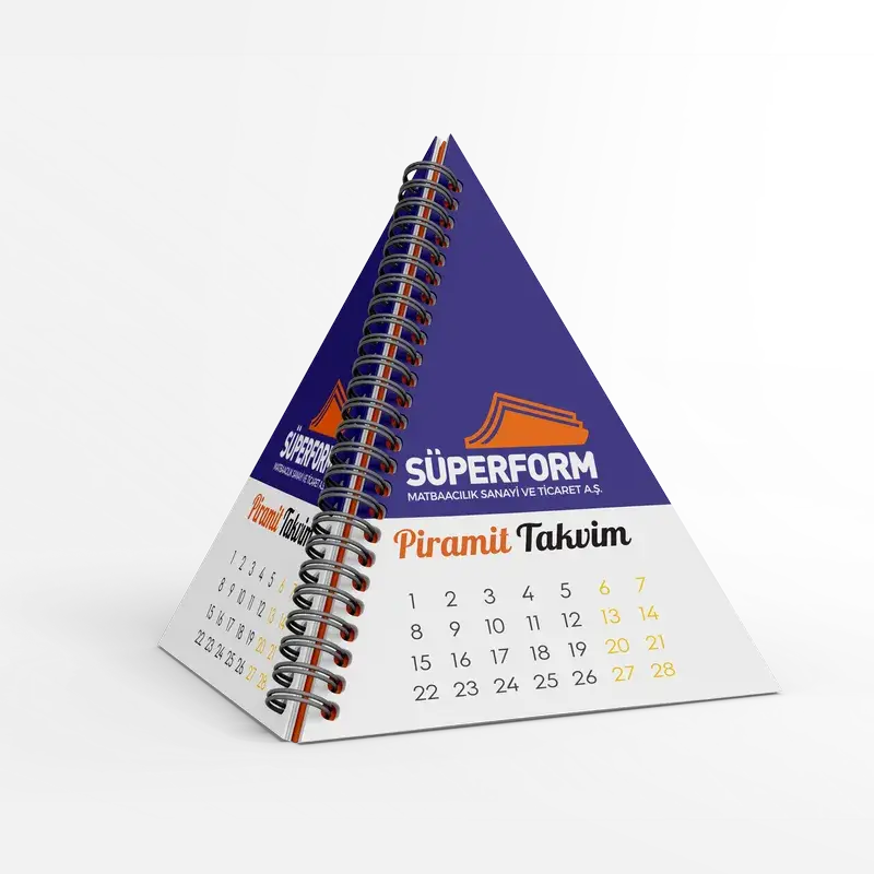 Piramit Takvim – 20 x 20 x 14 cm, 170 gr. parlak kuşe